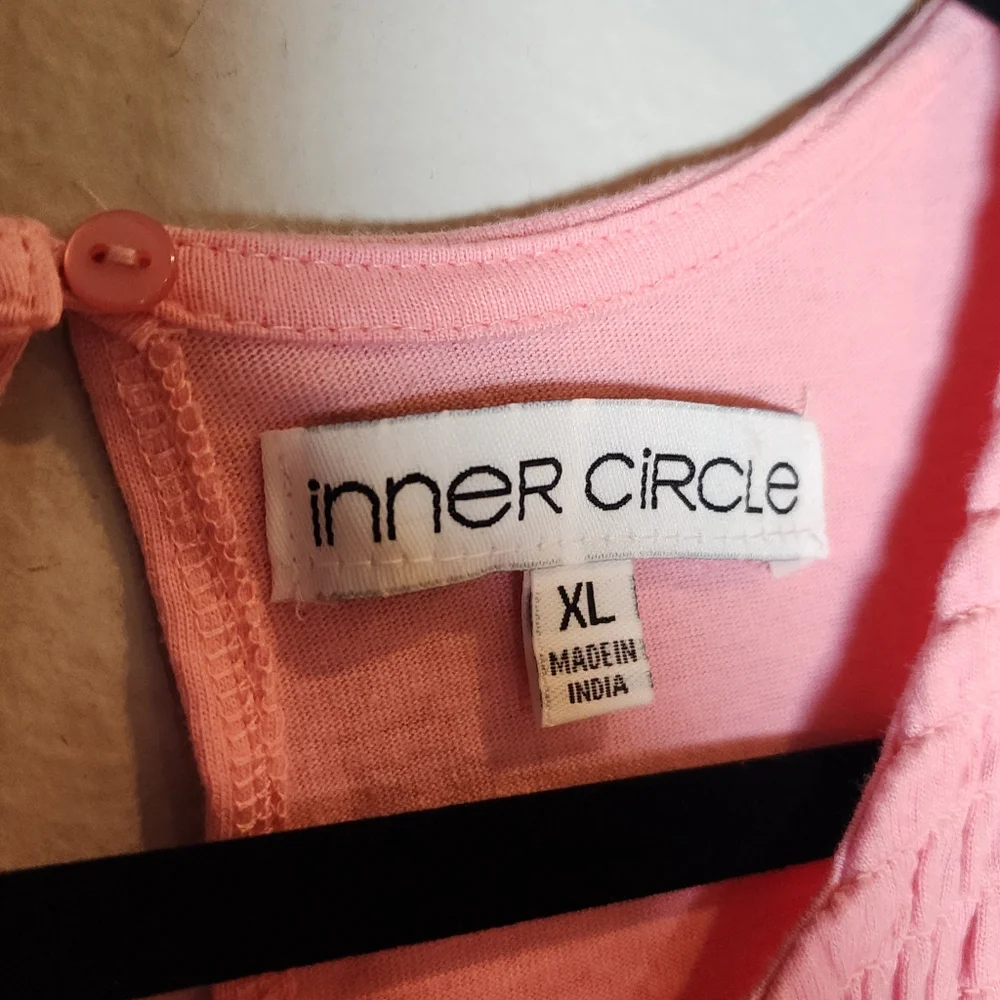 NWT Inner Circle 100% Cotton Pink Smocked Eyelet Sleeveless Top Size XL - Picture 4 of 15